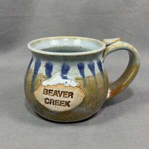 Beaver Creek Colorado Stoneware Art Pottery Coffee Cup Mug Blue Handcrafted